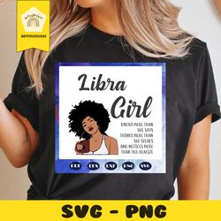 libra girl knows more than she says svg, libra girl svg, libra girl gift, libra girl shirt, libra birthday, black girl,