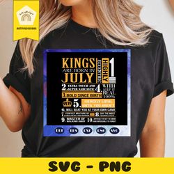 kings are born in july svg, july man svg, man born in july svg, birthday svg, birthday for silhouette, files for cricut,