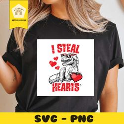 t rex dinosaur i steal hearts svg, valentine svg, valentine gift svg, valentines day svg, dinosaur svg, valentine dinosa