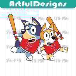 bluey bingo texas rangers baseball svg