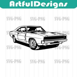 dodge charger 1970 svg, png, vector art illustration drawing, charger vector, charger png, charger 1970 svg, no backgrou
