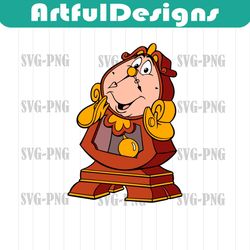 qualityperfectionus digital download - beauty and the beast cogsworth - png, svg