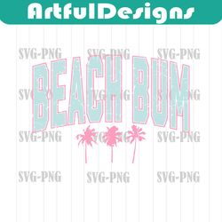 retro varsity summer beach bum sublimation, beach bum png, palm tree, beach coconut, vintage varsity beach bum