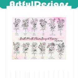 birth month flower bouquet frame svg bundle, birth month flower, flower svg, birth flower,flower bouquet,flowe
