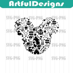 mickey mouse dentist,mickey mouse silhouette png, cartoon character cut file dxf, cricut,mickey dentist,mickey dental