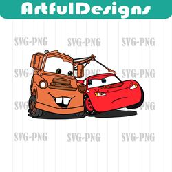 qualityperfectionus digital download - cars lightning mcqueen and tow mater - png, svg file for cricut, htv, instant dow