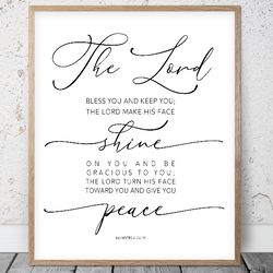 The Lord Bless You And Keep You, Numbers 6:24-26, Printable Bible Verse, Scripture Prints, Christian Wall Art, Religious