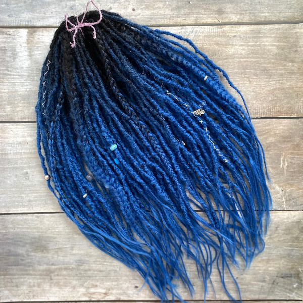 Black to blue ombre synthetic Double ended dreads crochet dreadlocks extensions Faux Locs Fake dreads