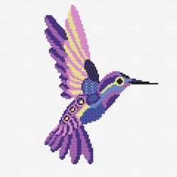 Bird cross stitch pattern Hummingbird counted chart Tropical small embroidery Cute pink bird Animal cross stitch jungle