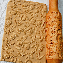 Rolling pin cookies Thistle textured patterns baking tools ,embossed rolling pin