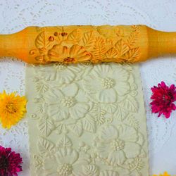 Rolling Pins With Flowers, undefined Stamp Cookie Cutter ,a Rolling Pin, Cookie Cutter