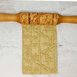 Rolling pin for cookies and clay, Bamboo pattern