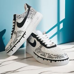 custom casual shoes white black luxury inspire buty sneakers AF1 handpainted personalized gifts design wearable art