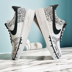 custom sneakers AF1 unisex white black luxury inspire customization shoes handpainted personalized gifts designer art