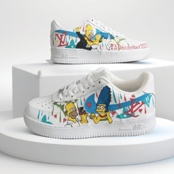 custom sneakers AF1 men white luxury buty casual shoe handpainted personalized gifts design art Simpson one of a kind