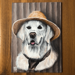 Original acrylic painting "Retriever Dog" handmade.
