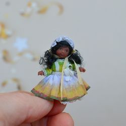 Miniature doll in 24th scales. Handmade doll toy. Miniature for dollhouse.