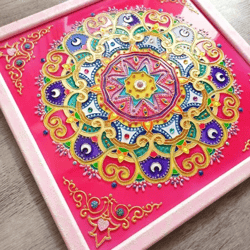 Mandala of Inspiration Handpainted Sacred geometry Geometric original painting Spiritual art for meditation Vedic