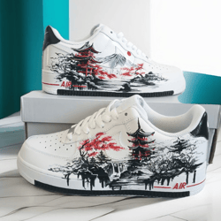 man custom sneakers white black luxury inspire casual shoe handpainted personalized gifts designer Japan wearable art