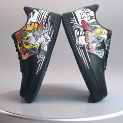 Picasso- custom sneakers men black luxury shoes AF1 handpainted personalized gifts design wearable art customization AF1