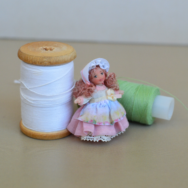 Tiny - collectible - doll - in - pink - dress - 2
