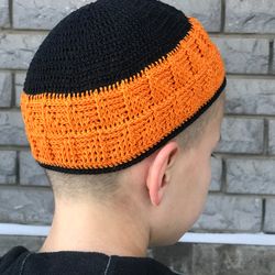 Mens short crochet kufi hat hipsters lightweight cap