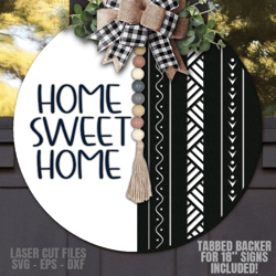 boho door hanger svg | home sweet home svg | laser cut files | welcome sign svg | front door sign | glowforge files