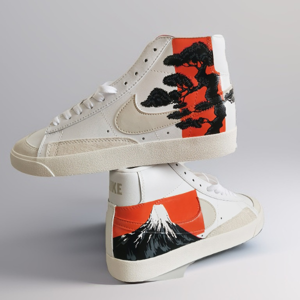 custom sneakers nike Blazer, unisex shoes, hand painted sneakers, japan, graphics, wearable art 6.jpg