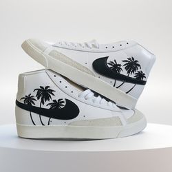 custom sneakers unisex white black luxury inspire casual shoes Palm art handpainted personalized gifts designer art