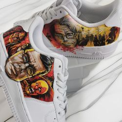 custom sneakers AF1 white luxury inspire casual shoe handpainted personalized gifts design Stephen King wearable art