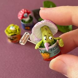 Miniature monster plants for a dollhouse with Halloween sweets