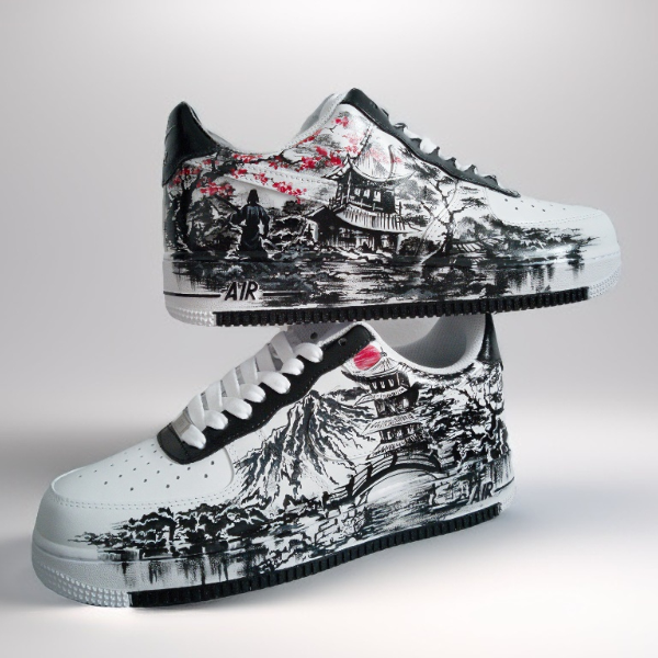 custom sneakers, nike air force, unisex shoes, japan, hand painted, wearable art   4.jpg