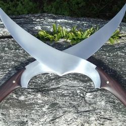 set of 2 custom handmade d2 tool steel hunting viking sword set with leather sheath