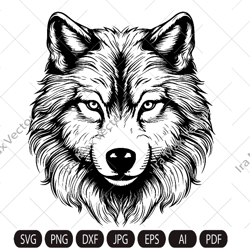Wolf Face SVG File ,Wolf Head Svg , Wolf Svg , Wolf Clipart , Mountain Wolf Svg ,Wolf Shirt , Wolf Svg ,Files