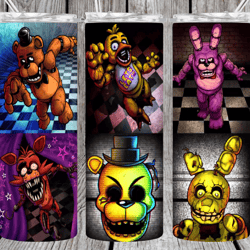 cartoon horror movie bear and friends 20oz insulated stainless steel tumbler with slide lock lid and straw