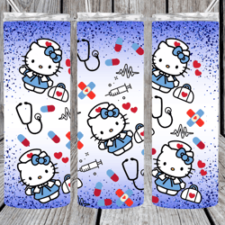 cute cartoon kitty nurse 20oz insulated hot / cold insulated tumbler with clear slide lock lid and metal straw