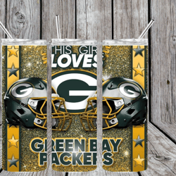 cute this girl loves foot ball team helmet green 20oz hot / cold insulated tumbler with clear slide lock lid