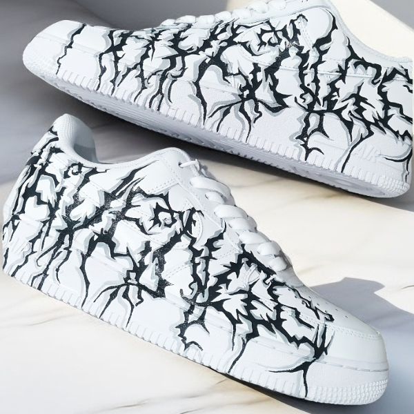 custom sneakers nike AF1, men white shoes, hand painted, wearable art 1.jpg