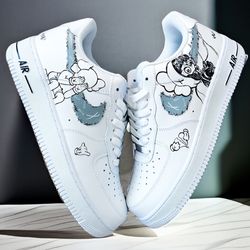custom sneakers AF1 unisex white black luxury buty shoes customization kaws handpainted personalized gifts wearable art