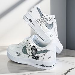 custom sneaker white black luxury inspire casual shoe AF1 handpainted personalized gifts designer art kaws, wearable art