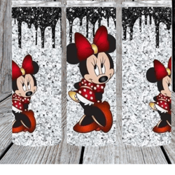 handmade cute glitter look cartoon girl mouse hot / cold 20oz insulated tumbler with clear slide lock lid