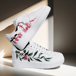 custom shoes white black luxury inspire customization sneakers handpainted personalized gifts flowers wearable art AF1