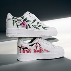 custom sneakers men white black luxury inspire customization shoes handpainted personalized flowers wearable art AF1