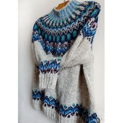 Lopapeysa Wool sweater "Ocean secrets"