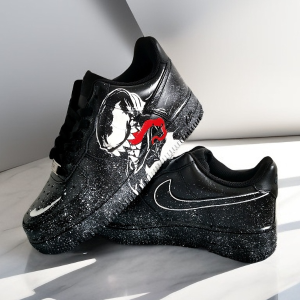 custom- sneakers- nike-air-force1- unisex -black- shoes- hand painted- venom- wearable- art 5.jpg