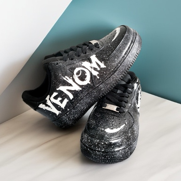 custom- sneakers- nike-air-force1- unisex -black- shoes- hand painted- venom- wearable- art 6.jpg