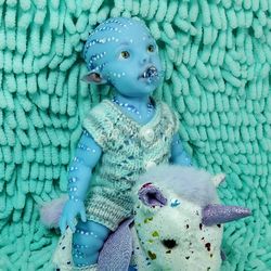 Funny silicone baby boy Avatar 9 inches, 22 cm. Mini reborn doll