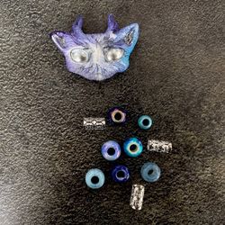 Devil cat epoxy resin dread beads with mix dreadlock acrylic and metal beads, dread jewelry, dreadlock decoration