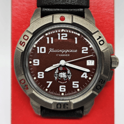 Vostok Komandirskie 2414 Special Forces Maroon Beret Bordeaux 43645B Brand New Titanium Plated men's mechanical watch