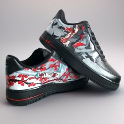Anime custom sneakers AF1 customization black luxury inspire casual shoes handpainted personalized gift one of a kind